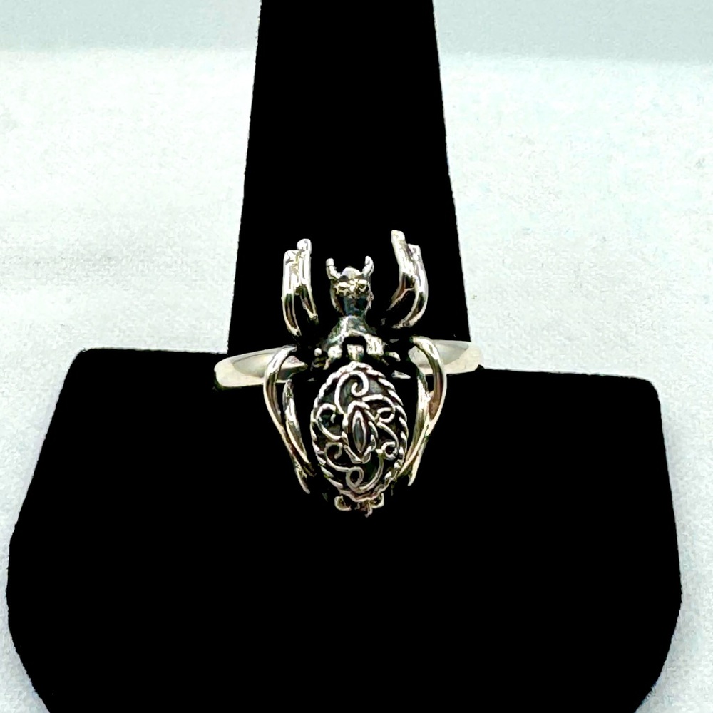 Shube Sterling Silver 925 Black Widow Spider Poison Ring Size 10
